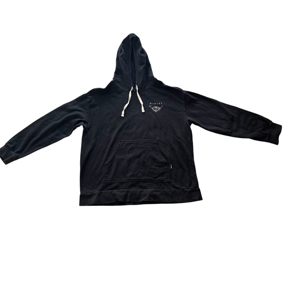 EUC Hurley Size Medium Hoodie Unisex Black with Eye on Back and Astrology signs